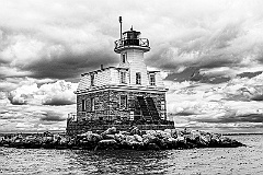 Penfield Reef Lighthouse Stone Construction with Solar Panels